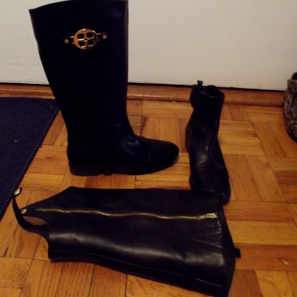 IMAN BLACK LEATHER CONVERTIBLE RIDING/ANKLE BOOT